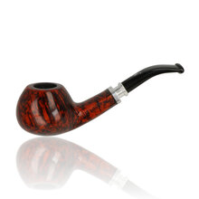 Erik Nording Valhalla 500 Series Smooth Spigot Bent Apple Pipe 506 with polished briar finish and black acrylic stem.
