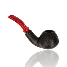Reverse view of the Erik Nording Hunting Pipe 2023 Black Swan highlighting the rounded bent apple bowl and textured sandblasted briar.