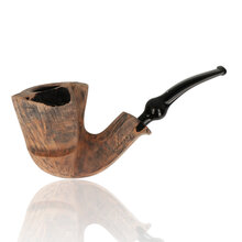 Erik Nording Signature Black Grain Freehand Briar Pipe 196 showing its sculpted freehand bowl, natural plateau rim and black acrylic stem.