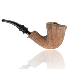 Reverse view of the Erik Nørding Signature Black Grain Freehand Briar Pipe 198 highlighting its flowing freehand shaping and smooth contrast finish.
