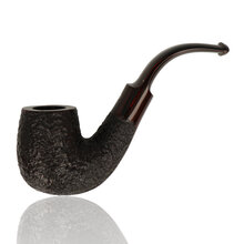 Northern Briars Rox Cut Regal Bent Billiard briar pipe with rugged rusticated finish and polished Cumberland bent stem.