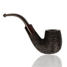 Reverse view of the Northern Briars Rox Cut Regal Bent Billiard highlighting the Rox Cut rustication and elegant bent Cumberland stem.