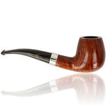 Opposite side of the Northern Briars Premier Quarter Bent Banded Apple showing the rich flame grain and hallmarked sterling silver band.