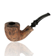 Erik Nørding Signature Black Grain Freehand Briar Pipe 200 with smooth natural finish, rounded bowl and sculpted black acrylic stem.