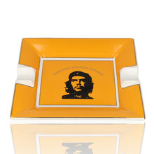 Artamis AS22 yellow ceramic cigar ashtray with Che Guevara design and two integrated cigar rests.