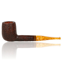 Right-side profile of the Savinelli Miele Rustic 111 KS showing the textured briar finish and marbled honey acrylic stem.