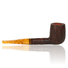 Left-side view of the Savinelli Miele Rustic 111 KS Billiard pipe highlighting the deep rustic finish, tall bowl and honey-coloured acrylic mouthpiece.