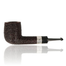 Northern Briars G4 Lovat Banded Roxcut Regal NB-272 rusticated briar pipe with sterling silver band shown from the left.
