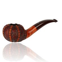 Northern Briars Dark Tan Sea Urchin NB-292 artisan briar pipe with carved sea urchin bowl and Cumberland acrylic stem.