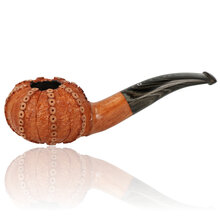 Northern Briars Light Tan Sea Urchin NB-290 handcrafted briar pipe with carved sea urchin bowl, smooth shank and Cumberland acrylic stem.