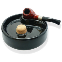 520705 Black Ceramic Pipe Smokers Ashtray