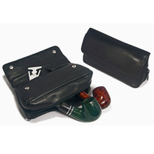 Peterson Classic Black Leather Combination Pipe Tobacco Pouch POU137