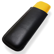 Large Black & Yellow Leather Cigar Case (Churchill) CI6235