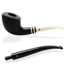 Stanwell Black & White 409 Half Bent Zulu 9mm Briar Pipe (Dual Stem)