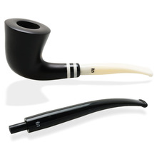 Stanwell Black & White 405 Half Bent Horn Unfiltered Pipe (Dual Stem)