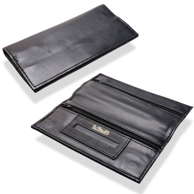 dr plumb tobacco pouch Dr Plumbs Black Leather Large Double Wallet Tobacco Pouch P35503