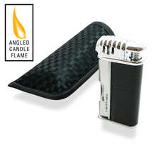 Lotus Vertigo Puffer Angled Flame Pipe Lighter (Black & Chrome)