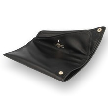 Dunhill White Spot Bias Press Stud Black Leather Tobacco Pouch PA2002