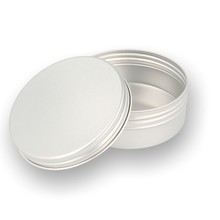 Round Satin Chrome Sealed Aluminium Tobacco Tin (Screw Top 50g)