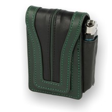 CP6087 Black and Green Leather SK and KS Cigarette Packet Holder