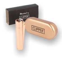Metal Clipper Lighter POLISHED Rose Gold Flint Wheel (Rose Gold Tin)