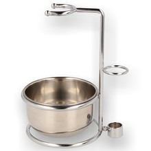 Omega GI/4-Stand Chrome Shaving Brush and Razor Stand with Bowl