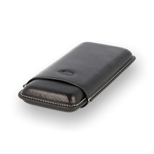 Jemar PU458/3VASP Black Leather 3x Corona Cigar Case