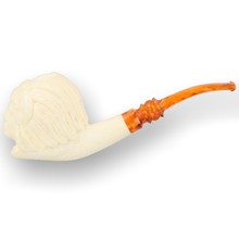 Levent Hand Carved Block Meerschaum Pipe Character Native American 305