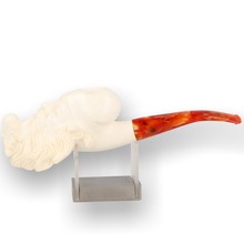 Levent Hand Carved Block Meerschaum Pipe Large Green Man Pipe Man 328