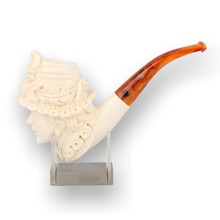 Levent Hand Carved Block Meerschaum Pipe Character Large Victorian Lady 308