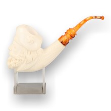 Levent Hand Carved Block Meerschaum Pipe Bearded Soldier 329
