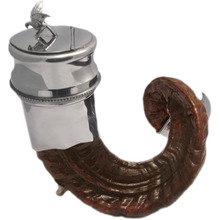 Derbyshire Rams-Horn Snuff mull with pewter mounts. (Snuff box)