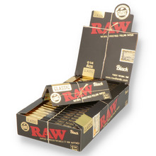 Raw CLASSIC BLACK Ultra Thin 1 1/4 Un-Bleached Cigarette Papers (Full Box)