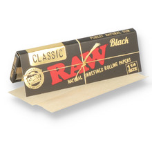 Raw CLASSIC BLACK Ultra Thin 1 1/4 Un-Bleached Cigarette Papers (Single Pack)
