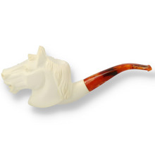 Levent Hand Carved Block Meerschaum Pipe Large Character Horse 318